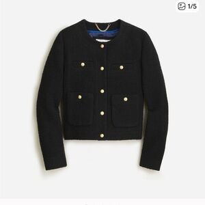 J. Crew Collection Lady Jacket Black Wool Blend Cropped Blazer Size 6